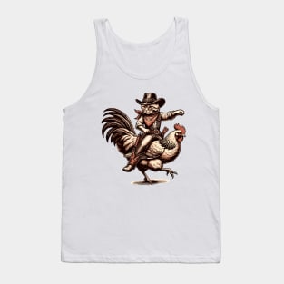 Meowdy Cowboy Cat Riding Chicken Tank Top